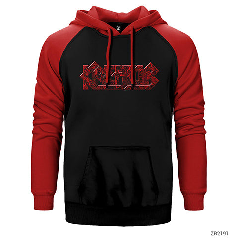 Kreator Logo Çift Renk Reglan Kol Sweatshirt / Hoodie