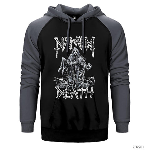Napalm Death Skeleton Çift Renk Reglan Kol Sweatshirt / Hoodie