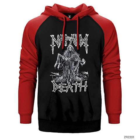 Napalm Death Skeleton Çift Renk Reglan Kol Sweatshirt / Hoodie