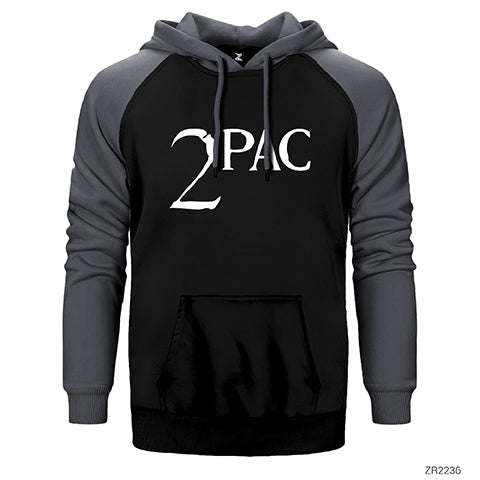 Tupac Shakur Logo Çift Renk Reglan Kol Sweatshirt / Hoodie