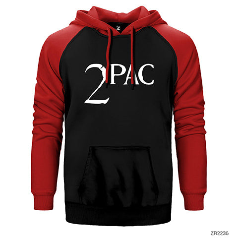 Tupac Shakur Logo Çift Renk Reglan Kol Sweatshirt / Hoodie