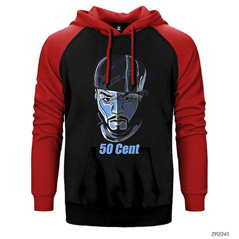 50 Cent Face Çift Renk Reglan Kol Sweatshirt / Hoodie