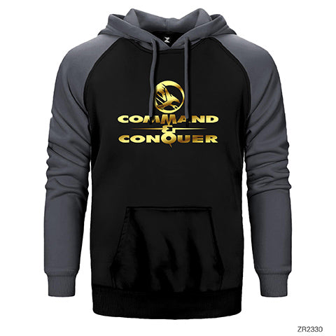 Command Conquer Logo Çift Renk Reglan Kol Sweatshirt / Hoodie