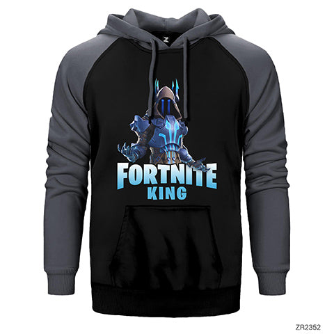Fortnite King Çift Renk Reglan Kol Sweatshirt / Hoodie