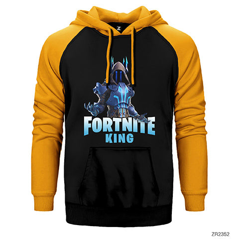 Fortnite King Çift Renk Reglan Kol Sweatshirt / Hoodie