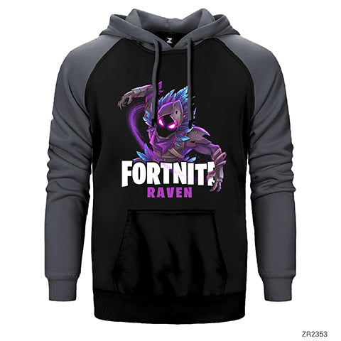 Fortnite Raven Çift Renk Reglan Kol Sweatshirt / Hoodie