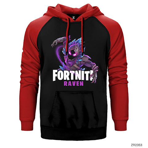 Fortnite Raven Çift Renk Reglan Kol Sweatshirt / Hoodie