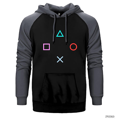Gamepad Buttons Çift Renk Reglan Kol Sweatshirt / Hoodie