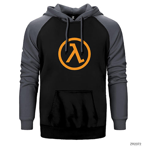 Half Life Logo Pocket Çift Renk Reglan Kol Sweatshirt / Hoodie