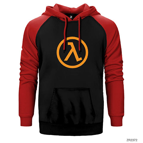 Half Life Logo Pocket Çift Renk Reglan Kol Sweatshirt / Hoodie