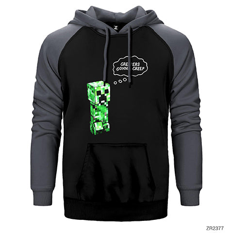Minecraft Creepers Gonna Creep Çift Renk Reglan Kol Sweatshirt / Hoodie
