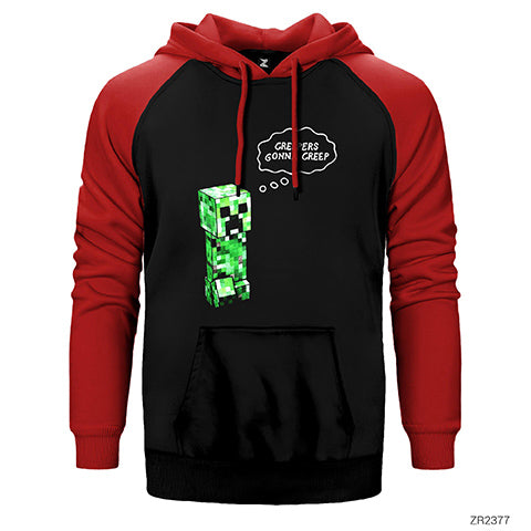 Minecraft Creepers Gonna Creep Çift Renk Reglan Kol Sweatshirt / Hoodie