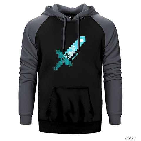 Minecraft Diamond Sword Çift Renk Reglan Kol Sweatshirt / Hoodie