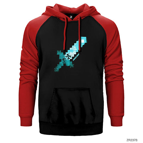 Minecraft Diamond Sword Çift Renk Reglan Kol Sweatshirt / Hoodie
