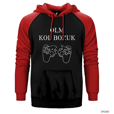 Olm Kol Bozuk Çift Renk Reglan Kol Sweatshirt / Hoodie