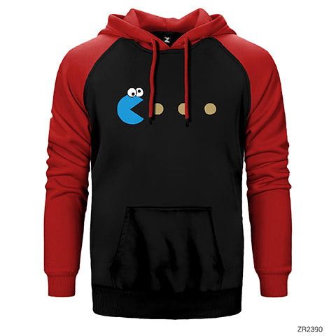 Pac-man Blue Çift Renk Reglan Kol Sweatshirt / Hoodie