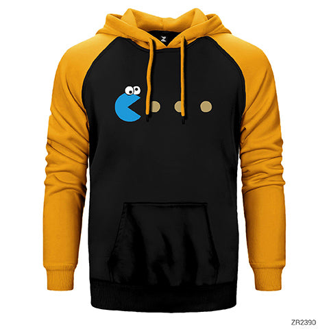 Pac-man Blue Çift Renk Reglan Kol Sweatshirt / Hoodie