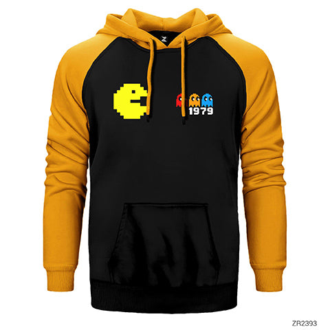 Pac-man Pixel Çift Renk Reglan Kol Sweatshirt / Hoodie