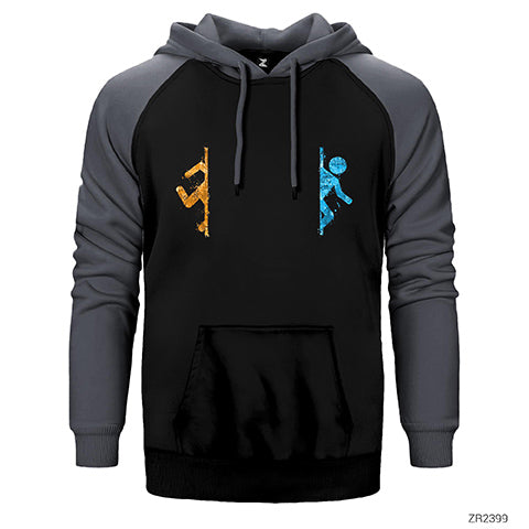 Portal 2 Co-Op 2 Çift Renk Reglan Kol Sweatshirt / Hoodie