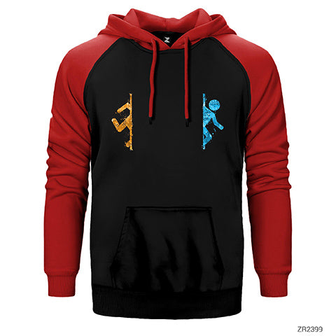 Portal 2 Co-Op 2 Çift Renk Reglan Kol Sweatshirt / Hoodie