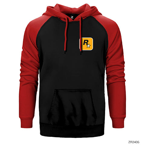 Rockstar Logo Çift Renk Reglan Kol Sweatshirt / Hoodie