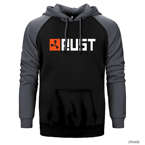 Rust Logo 1 Çift Renk Reglan Kol Sweatshirt / Hoodie