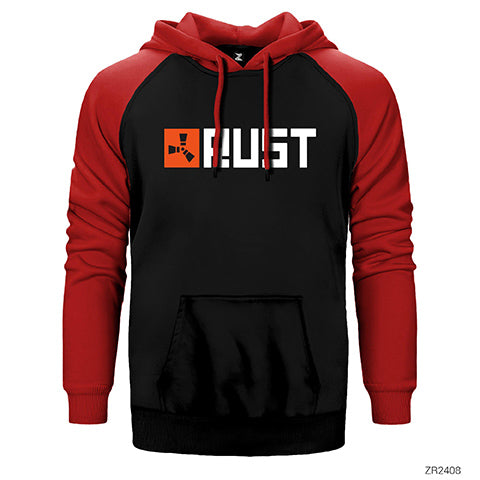 Rust Logo 1 Çift Renk Reglan Kol Sweatshirt / Hoodie