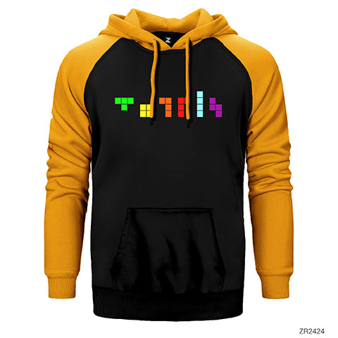 Tetris Symbol Çift Renk Reglan Kol Sweatshirt / Hoodie