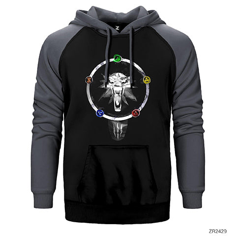 The Witcher Wolf School Çift Renk Reglan Kol Sweatshirt / Hoodie