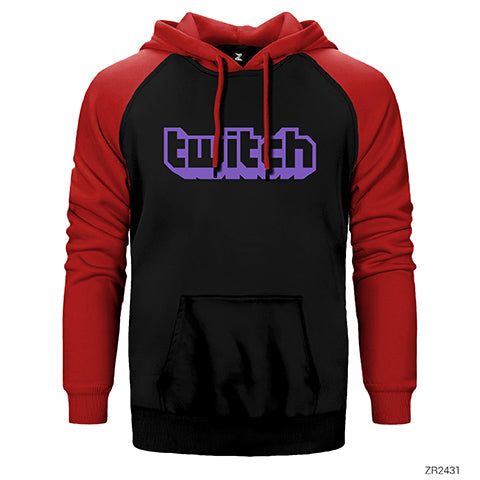 Twitch Logo 2 Çift Renk Reglan Kol Sweatshirt / Hoodie