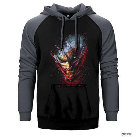 Joker Splash Çift Renk Reglan Kol Sweatshirt / Hoodie