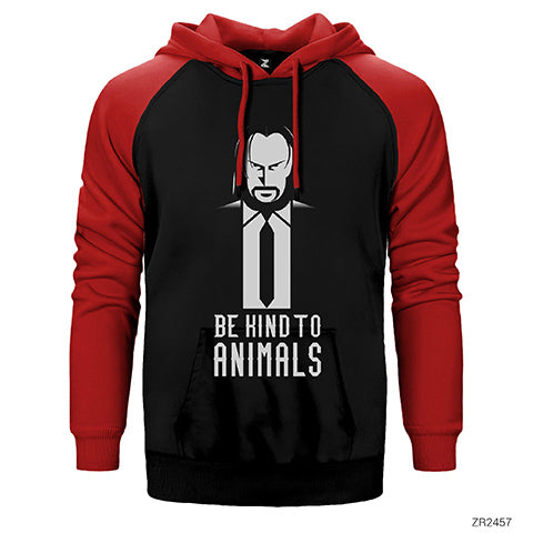 John Wick Be Kind Animals Çift Renk Reglan Kol Sweatshirt / Hoodie