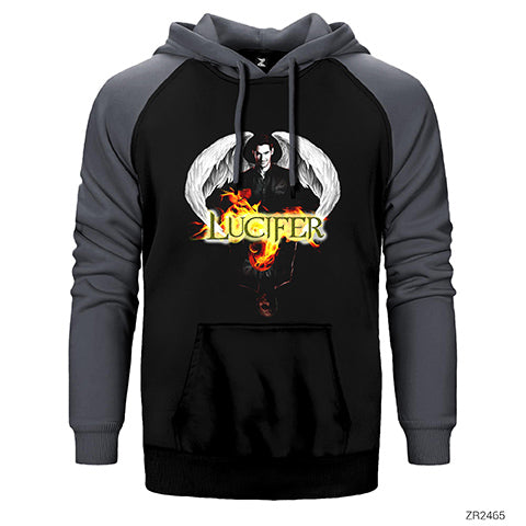 Lucifer Double Face Çift Renk Reglan Kol Sweatshirt / Hoodie