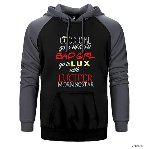 Lucifer Good Girl Go To Heaven Çift Renk Reglan Kol Sweatshirt / Hoodie