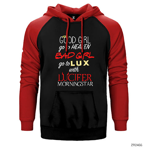 Lucifer Good Girl Go To Heaven Çift Renk Reglan Kol Sweatshirt / Hoodie