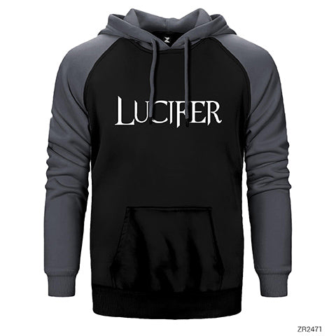 Lucifer Text Çift Renk Reglan Kol Sweatshirt / Hoodie