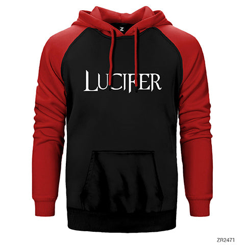 Lucifer Text Çift Renk Reglan Kol Sweatshirt / Hoodie