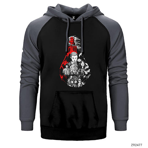 Stranger Things Lamp Çift Renk Reglan Kol Sweatshirt / Hoodie