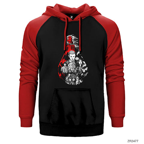 Stranger Things Lamp Çift Renk Reglan Kol Sweatshirt / Hoodie