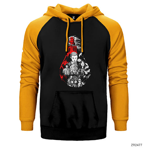 Stranger Things Lamp Çift Renk Reglan Kol Sweatshirt / Hoodie