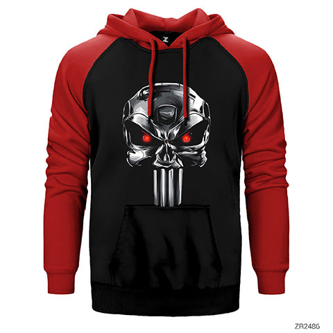 Terminator Punisher Çift Renk Reglan Kol Sweatshirt / Hoodie