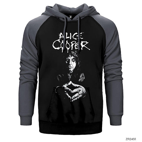 Alice Cooper Black and White Çift Renk Reglan Kol Sweatshirt / Hoodie