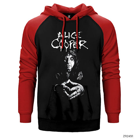 Alice Cooper Black and White Çift Renk Reglan Kol Sweatshirt / Hoodie