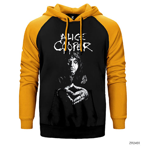 Alice Cooper Black and White Çift Renk Reglan Kol Sweatshirt / Hoodie