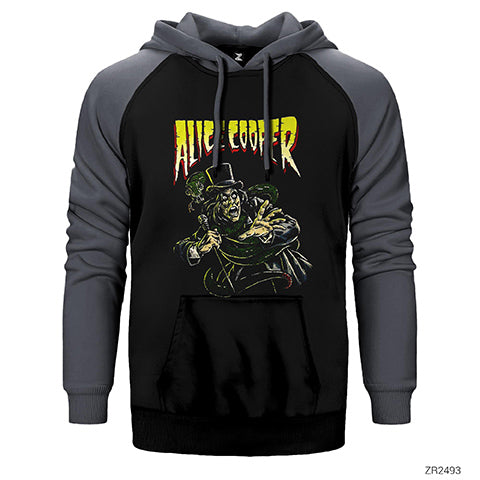 Alice Cooper Comic Çift Renk Reglan Kol Sweatshirt / Hoodie