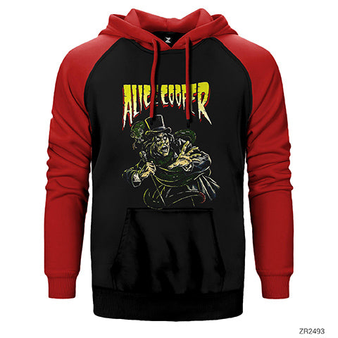 Alice Cooper Comic Çift Renk Reglan Kol Sweatshirt / Hoodie