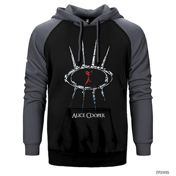 Alice Cooper Eye Logo Çift Renk Reglan Kol Sweatshirt / Hoodie