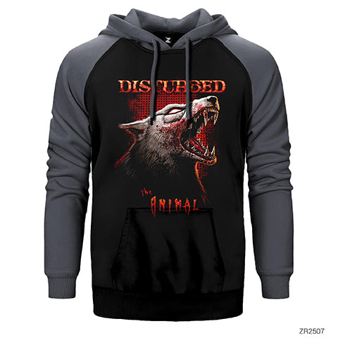 Disturbed Animal Çift Renk Reglan Kol Sweatshirt / Hoodie