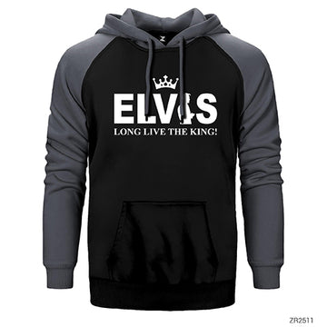 Elvis Long Live The King Çift Renk Reglan Kol Sweatshirt / Hoodie