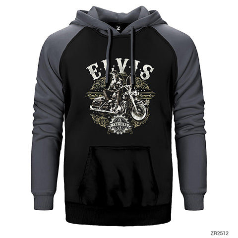 Elvis Made in America Çift Renk Reglan Kol Sweatshirt / Hoodie